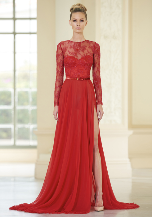 Embroidered French Lace and Georgette Silk gown