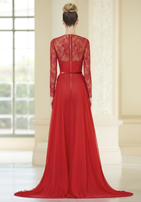 Embroidered French Lace and Georgette Silk gown2