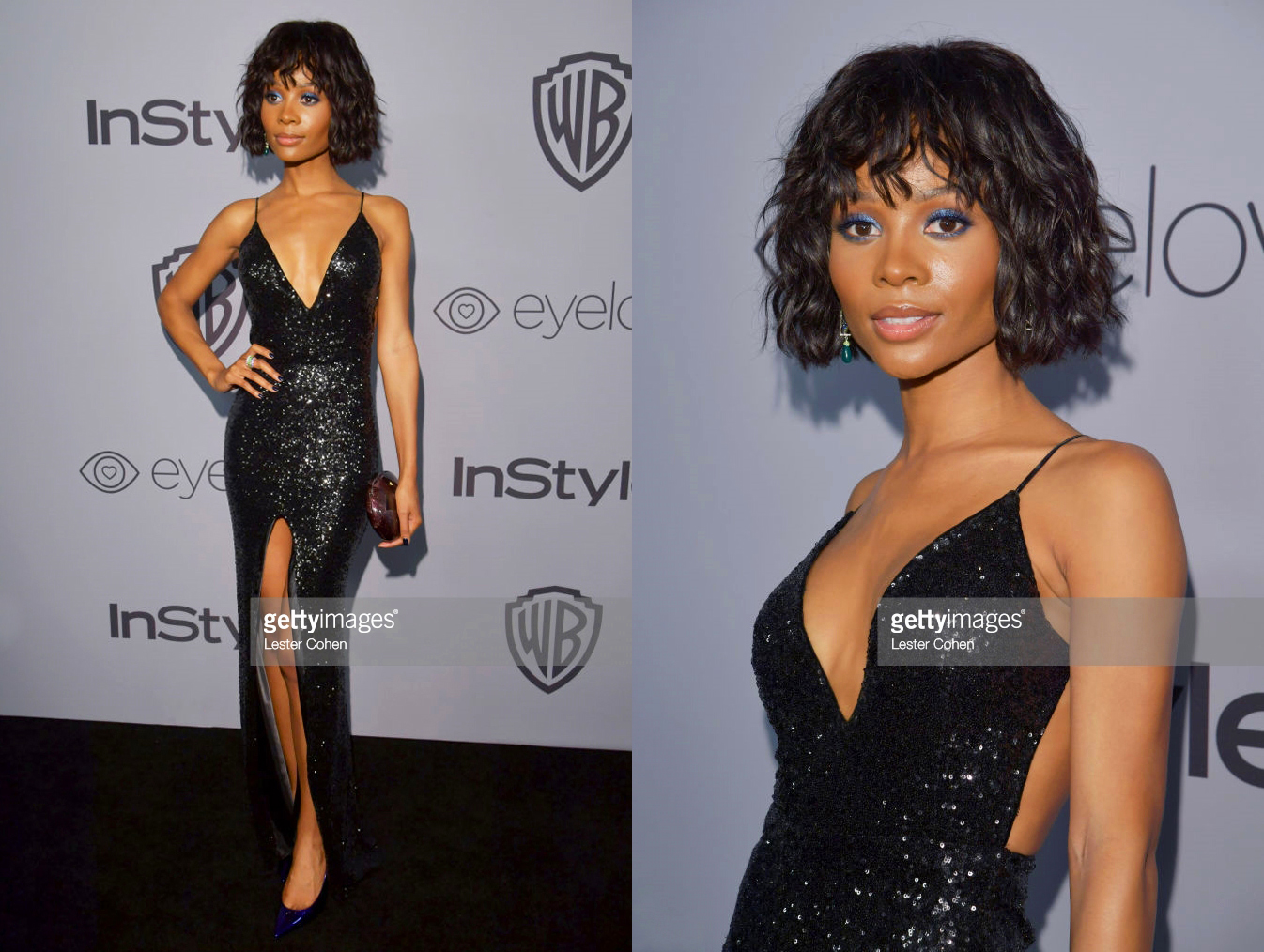 ZURI HALL, E! NEWS TV HOST, DRESSED BY RAQUEL BALENCIA DURING THE GOLDEN GLOBES, WARNER BROS ENTERTAINMENT PARTY