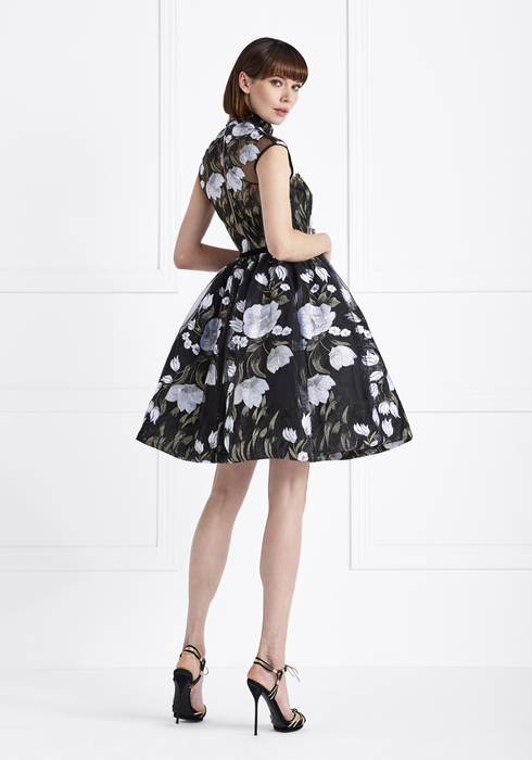 Embroidered Tulle and Duchesse Silk MidiDress2