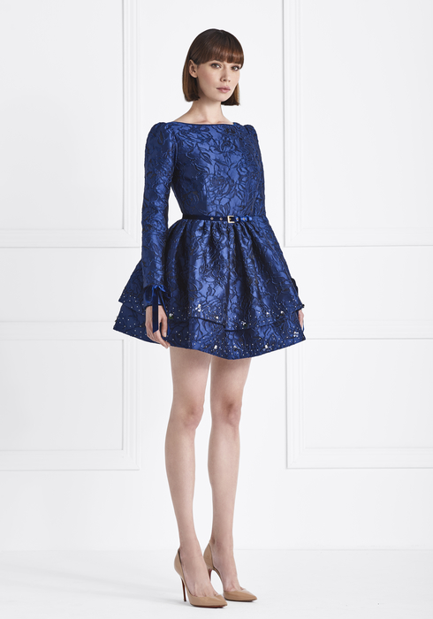 Embroidered Duchesse Silk MiniDress