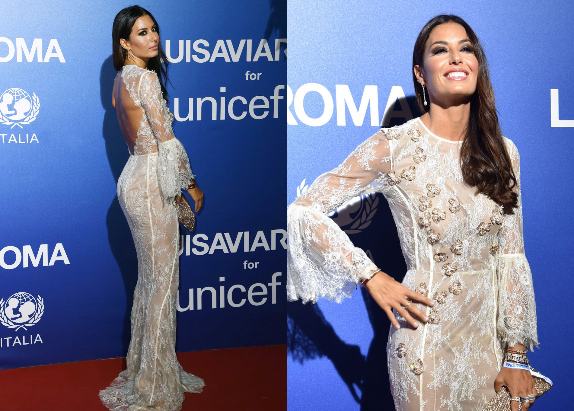 ELISABETTA GREGORACCI DRESSED BY RAQUEL BALENCIA FOR LUISA VIA ROMA UNICEF CHARITY EVENT