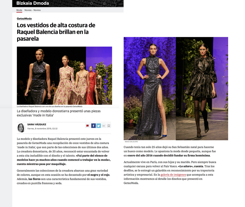 RAQUEL BALENCIA COUTURE DURING THE GETXO MODA 2019 FASHION WEEK2